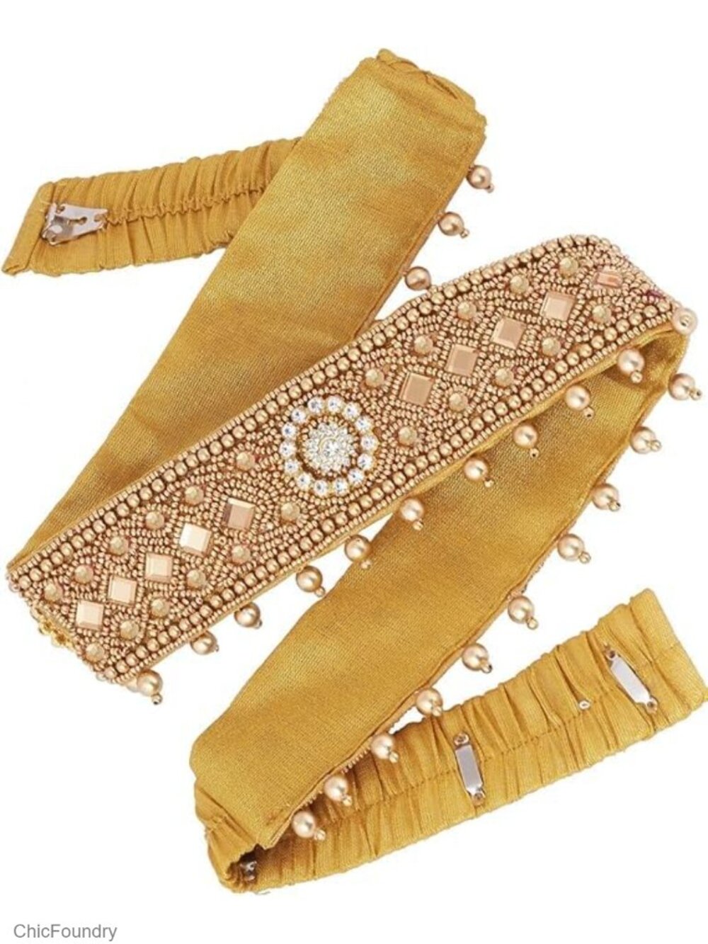 Traditional Stretchable Embroidered Saree Waist Belt for Women - 30-40